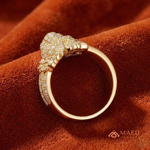 Anillo de Cabeza de Tigre con Diamantes Moissanite en Tono Dorado para Hombre, Anillo de Diamantes de Lujo Estilo Hip Hop - Product Image 3