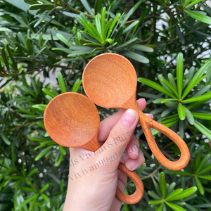 Cuillère en bois à poignée bouclée, cuillère en bois avec poignée bouclée, logo personnalisé gravé, cuillère à thé, café, épices, mini-cuillère avec poignée bouclée - Product Image 3