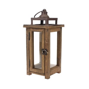 Portavelas de Madera Rústico con Puerta de Vidrio y Asa de Cuerda para Decoración de Bodas, Hogar y Jardín - Product Image 1