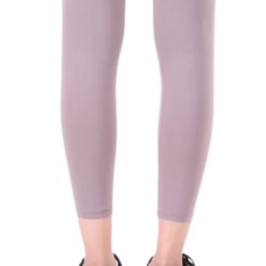 <b>Women's</b> Light Lavender High Waist Full Length <b>Leggings</b> Stretch Fitted Yoga Pants with <b>White</b> Curved Seam Detail for Workout - Product Image 5