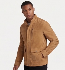 Wholesale <b>Men</b> <b>Suede</b> <b>Jacket</b> Vintage for Field Cargo Coat Custom Slim Fit Multi Pocket Zipper Anti-UV 6XL Outerwear Factory - Product Image 2