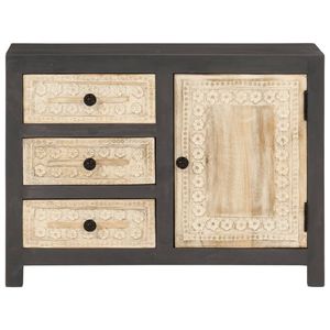 Grey And White Solid Mango Wood Rectangular <b>Sideboard</b> Antique Design Metal Handle Home Furniture - Product Image 3
