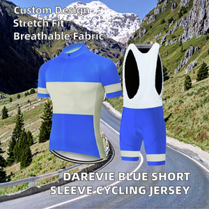 Jersey de Ciclismo Personalizado Azul de Manga Corta, Ecológico, 100% Poliéster, Unisex, Alta Elasticidad, Logotipo Frontal, 180g - Product Image 3