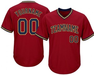 Camiseta de Béisbol Personalizada para Hombre, Cuello en V, Color Rojo, Nombre del Equipo 00, Impresión Serigrafiada, Absorbe la Humedad, Manga Corta, Talla Adulto - Product Image 1