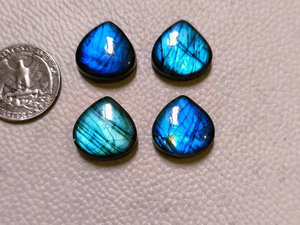 Cabochons de labradorite cœur lumineux, cristal scintillant, paire de pierres précieuses en vrac pour collier artisanal, bague, bijoux 18x18x6mm - Product Image 2