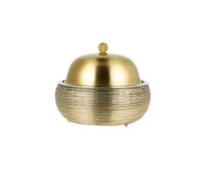 Ceramic Food <b>Storage</b> <b>Containers</b> With Lid Round Shape Gold Trim Modern Luxury Design <b>Kitchen</b> Use Freshness Preservation - Product Image 4