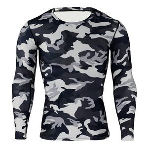Custom Sublimated Compression Gym Shirts Long Sleeve BJJ Rashguard MMA <b>Mens</b> Rash Guard camo - Product Image 2