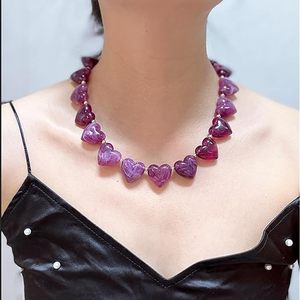 Necklace for Women Big Heart Bead Necklaces Large Statement Beads Choker Neck Costume Jewelry <b>Summer</b> - Product Image 3