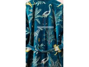 Bata de terciopelo de lujo para casa, bata kimono de terciopelo y algodón, albornoz, bata de boda, albornoz de invierno para dama de honor, color Aquatel - Product Image 6