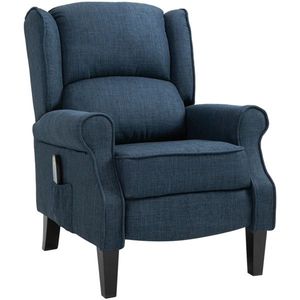 Dark Blue Wingback Single Sofa Massage Recliner Chair with Vibration Heat Push Back Features - Product Image 4