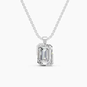 Emerald Cut Diamond <b>Necklace</b> Women's White <b>Gold</b> Certified Classic Engagement Jewelry D Color Natural Stone - Product Image 1