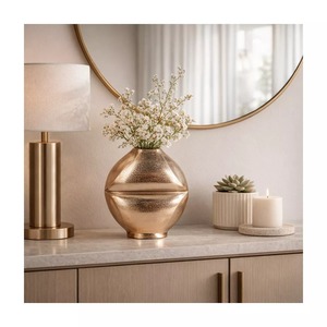 <b>Solar</b> Form Modern Aluminum Tabletop Vase Handmade Geometric Design Eco-Friendly Holds Water <b>Decorative</b> Flower Holder - Product Image 2