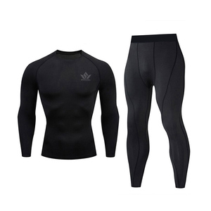 Men's 2 Piece Compression Rash Guard Set Long Sleeve Quick Dry Performance Shirt Full Length Tights Breathable Running Gym Train - Product Image 1