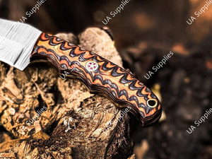 Cuchillo de Caza y Camping de Acero de Damasco DIY con Hoja Fija y Mango de Madera Pakka, al Mejor Precio al por Mayor, OEM/ODM, MOQs Bajos, 1 Año de Garantía - Product Image 5