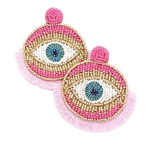 Pendientes de gota bordados con cuentas de corazón hechos a mano bonitos elegantes colores personalizados de moda última moda de lujo India - Product Image 5