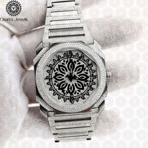 Charm Jewells Luxury Stainless Steel <b>Watch</b> 38mm Polygon Case Analog Quartz Movement <b>Diamond</b> Encrusted Folding Clasp Unisex - Product Image 1