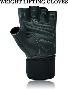 Guantes de Levantamiento de Pesas de Cuero Acolchados, Sin Dedos, con Soporte para Muñeca Larga, para Entrenamiento, Gimnasio, Ejercicio, Powerlifting, Diseño Unisex - Product Image 5