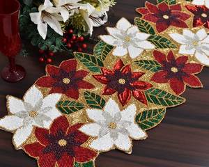 Camino de Mesa Bordado con Cuentas, Decoración de Mesa Hecha a Mano para Bodas, Banquetes, Restaurantes y Comedores, Venta al Por Mayor - Product Image 2
