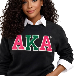 For Green Fleece <b>Winter</b> Casual Sweatshirt <b>Women</b> Greek Letter Embroidered Premium Crew Neck Front Logo <b>Top</b> - Product Image 6