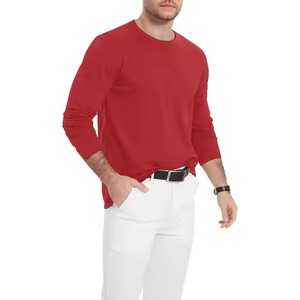 100% Cotton 240g Fabric Weight <b>Long</b> <b>Sleeve</b> O-Neck Casual Summer <b>Tops</b> New Design Breathable <b>Plain</b> Color Solid Pattern - Product Image 5