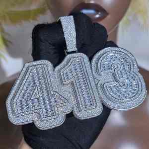 Colgantes y Dijes de Plata 925 con Moissanita VVS D Iced Out, Joyería Fina Hip Hop, Alternativa de Diamante Certificada GRA, Letras Personalizadas - Product Image 6