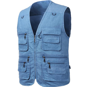 Gilet de chasse respirant en maille noire pour homme, multi-poches, fermeture éclair, veste sans manches pour la photographie, la pêche, la randonnée, grande taille - Product Image 6