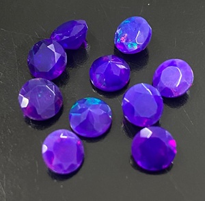 Piedras Preciosas Sueltas de Ópalo Natural Morado con Corte Brillante Redondo para Joyería, Piedras Facetadas Iridiscentes - Product Image 2
