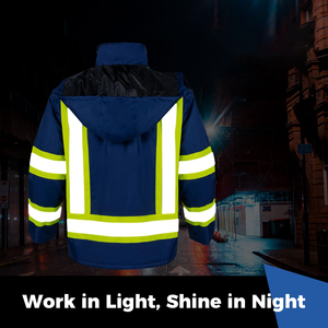 Insulated Safety Jacket High Vis Reflective Winter Windproof <b>Waterproof</b> Protection Cold Storage Warehouse Workwear Gear - Product Image 6