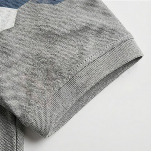 Polo à manches courtes pour homme, imprimé géométrique, décontracté, respirant, tricoté, 100% polyester, coupe classique, gris bleu - Product Image 6