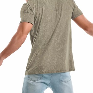 T-shirts pour hommes de haute qualité, grandes tailles, délavés à l'acide, colorés, épais, à bordure contrastante, effet usé et délavé par le soleil - Product Image 2