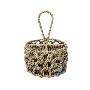 Support à ustensiles de cuisine tressé à la main en jonc de mer, jacinthe d'eau et rotin – Organisateur de couverts naturel pour comptoir de cuisine - Product Image 2