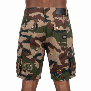 Premium Men's <b>Camouflage</b> Cargo <b>Shorts</b> 100% Cotton Twill Distressed Tactical Streetwear Breathable Front Patches Custom Logo OEM - Product Image 2