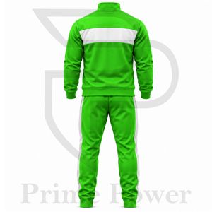 Ensemble de survêtement vert deux pièces pour homme – Veste zippée à col montant et pantalon de jogging fuselé – Vêtements de sport personnalisables avec logo – Direct Usine - Product Image 2