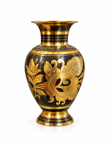 Handcrafted Brass <b>Decorative</b> <b>Vase</b> with Antique Floral Engraving Ornate Metal Flower <b>Vase</b> for Luxury Home Tabletop Interior Decor - Product Image 2