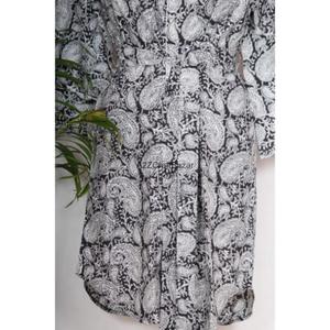 Robe midi moulante pour femme, respirante, écologique, 100% coton, imprimé floral numérique, soirée/formelle, manches 3/4, col en V - Product Image 6