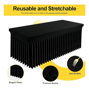 Smiry 6FT Rectangle Waterproof Washable Tablecloth Elastic Spandex Stretch Fitted <b>Cover</b> Skirt for <b>Tables</b> - Product Image 2