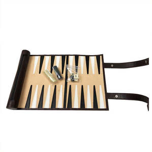 กระดานแบ็คแกมมอนขนาดพกพาแบบพับได้ หุ้มหนังกลับ PU พร้อมตัวหมากสำหรับขาย - Product Image 2