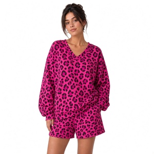 Everyday Street Style Apparel <b>Women</b> Camo Print V Neck <b>Long</b> Sleeve Sweatshirt <b>Shorts</b> 2 Piece Set Casual Loose Outfit - Product Image 4