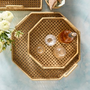 Plateau hexagonal en rotin naturel, panier de service en osier tressé à la main, durable, vente en gros, décoration intérieure, cuisine, salle à manger, organisateur décoratif - Product Image 2