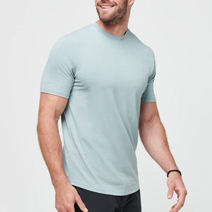Camiseta de manga corta de punto formal con estampado de nuevo diseño, cuello regular, poliéster y algodón, transpirable. - Product Image 1