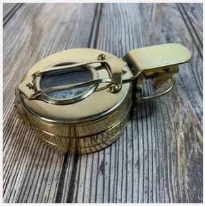 Vintage Brass <b>Compass</b> Circular Pocket Nautical Decor <b>Antique</b> Style Gold Plated Metal Craft - Product Image 4