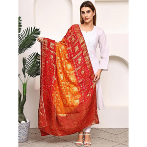 Dupatta en soie Chunri avec motif Bandhani - Product Image 1