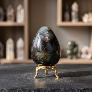 Smooth Polished Natural Labradorite <b>Egg</b> Ornament Oval Shape Feng Shui Collectible <b>Decorative</b> Stone Art Piece - Product Image 2