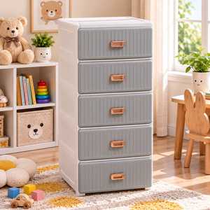 Meuble de Rangement Moderne en Plastique pour Enfants, Organisateur à Tiroirs Simples ou Multiples, Poignées Animaux de Dessin Animé, pour Chambre d'Enfant, Vêtements et Papeterie - Product Image 6