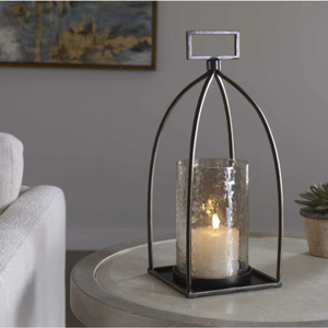 Portavelas y Farol de Hierro Hecho a Mano para Decoración del Hogar, Centro de Mesa para Bodas, Farol de Cristal con Cuerpo de Metal - Product Image 1