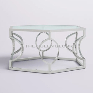 Modern Hexagon Marble Top Coffee Table Exclusive Quality Metal Frame Hot Stylish Living Area Furniture Home Decor Items - Product Image 1