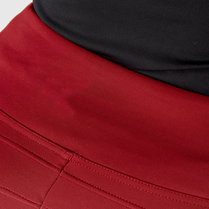 Leggings de equitación de talle alto para mujer, color rojo liso, ajuste ceñido, pantalones de montar con agarre completo y bolsillos - Product Image 6