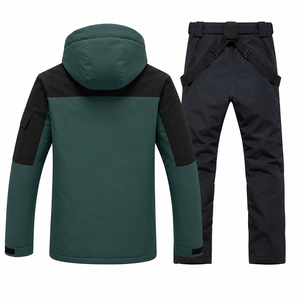 Combinaison de ski pour femme, bleu clair, 100% polyester, imperméable, à capuche, fermeture éclair, isolation synthétique, coupe ajustée, hiver - Product Image 5