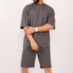 Custom High Quality Winter Men's Casual Streetwear 2-Piece Set Short Sleeve <b>T</b>-<b>Shirt</b> Shorts Jogger Breathable Fleece Knit Printed - Product Image 4