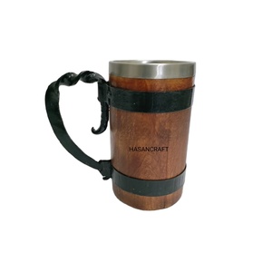 แก้วเบียร์ธรรมชาติ100% ทำจากไม้และเหล็กกล้า,แก้วเบียร์ทำจากไม้สไตน์แก้วเบียร์แก้วมัคทำจากไม้มะม่วงทำจากไม้และเหล็กกล้า - Product Image 6